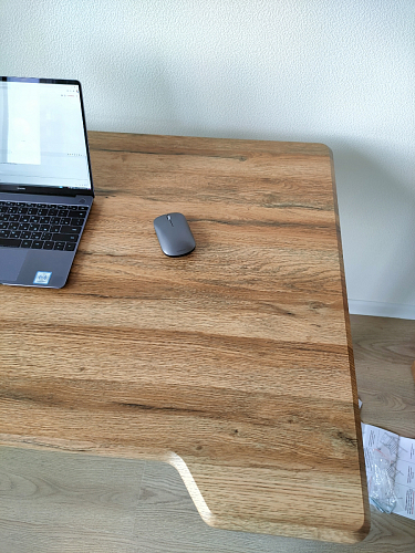 Компьютерный стол Маркос с механизмом подъема 140х80х75 белый / вотан дуб фото покупателя 11