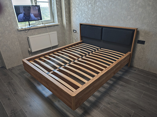 Двуспальная кровать Клауд 160х200 парящая дуб крафт золотой / антрацит фото покупателя 166