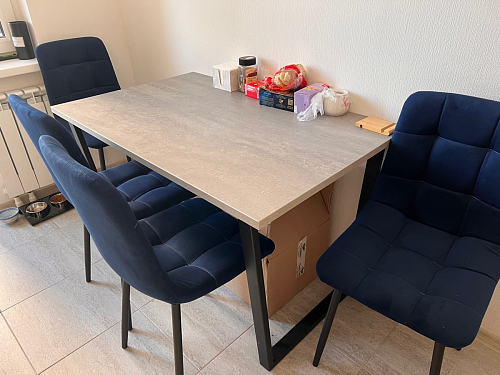 Деревянный стол Лота Лофт 140х80 черный матовый / бетон светлый фото покупателя 208