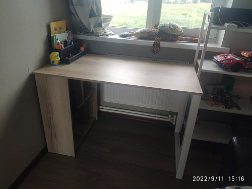 Письменный стол Битти Лофт 116х60х75 дуб делано светлый / белый матовый фото покупателя 2