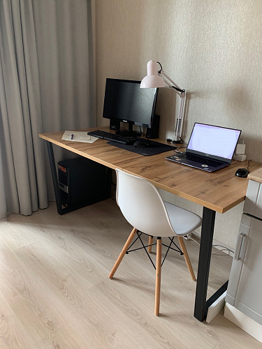 Деревянный стол Лота Лофт 120х75 белый матовый / дуб крафт золотой фото покупателя 872