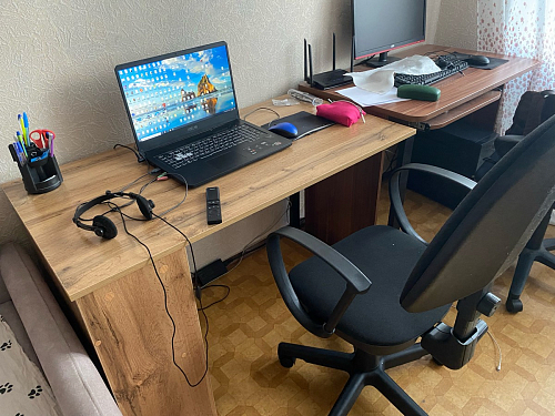 Письменный стол Битти Лофт 116х60х75 дуб вотан / черный матовый фото покупателя 5