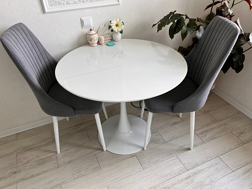 Стеклянный стол Tulip 90 black glass фото покупателя 19