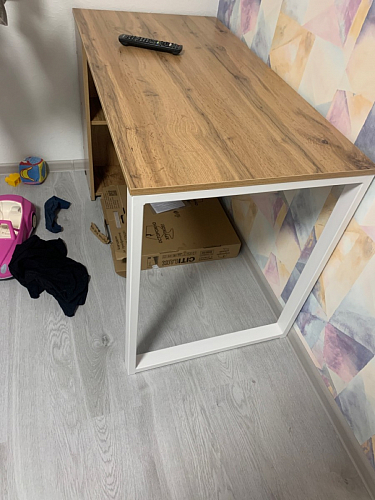 Письменный стол Битти Лофт 116х60х75 дуб делано светлый / белый матовый фото покупателя 74