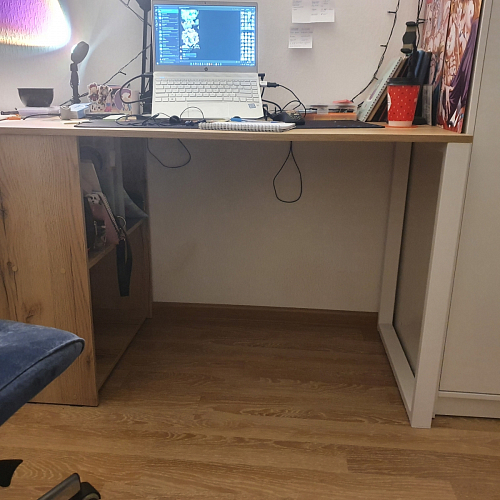 Письменный стол Битти Лофт 116х60х75 дуб вотан / белый матовый фото покупателя 26