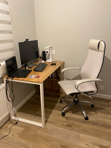 Письменный стол Битти Лофт 116х60х75 дуб вотан / белый матовый фото покупателя 71