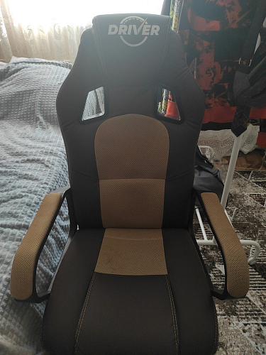 Компьютерное кресло Driver/Драйвер кожзам черный / ткань синий фото покупателя 60