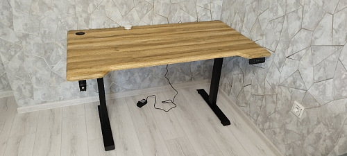 Компьютерный стол Маркос с механизмом подъема 120х75х75 черный / кантри орех фото покупателя 54