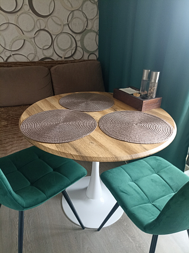 Стол Тулип 90х73 белый мрамор / золото фото покупателя 30