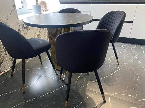 Стул на металлокаркасе Gabi 1 light blue / black / gold фото покупателя 617