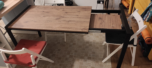 Стол Центавр 120(160)х70х75 файерстоун / черный матовый фото покупателя 10