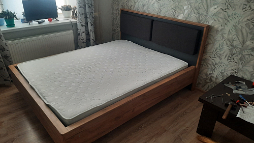 Двуспальная кровать Клауд 160х200 парящая дуб крафт золотой / антрацит фото покупателя 157