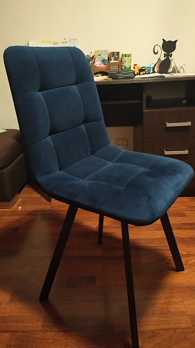 Стул на металлокаркасе Чилли К светло-серый велюр / черный каркас фото покупателя 57