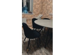 Стул на металлокаркасе Gabi 1 бежевый / черный с серебряными наконечниками фото покупателя 556