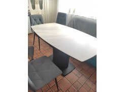 Стеклянный стол Фестер 140(180)х80 кристл статуарио / черный фото покупателя 4