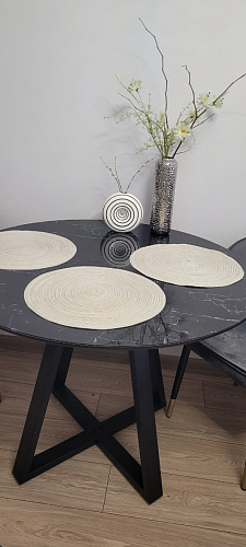 Стеклянный стол Норфолк d100 белый мрамор / черный фото покупателя 43