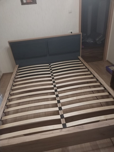 Двуспальная кровать Клауд 160х200 парящая дуб крафт золотой / антрацит фото покупателя 193