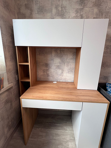 Письменный стол Комфорт 12.71 дуб золотой craft / белая аляска фото покупателя 65