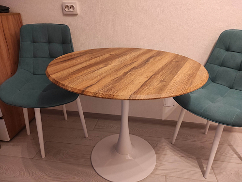 Стол Тулип 90х73 белый мрамор / золото фото покупателя 48