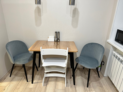 Стул на металлокаркасе Gabi 1 light blue / black / gold фото покупателя 752