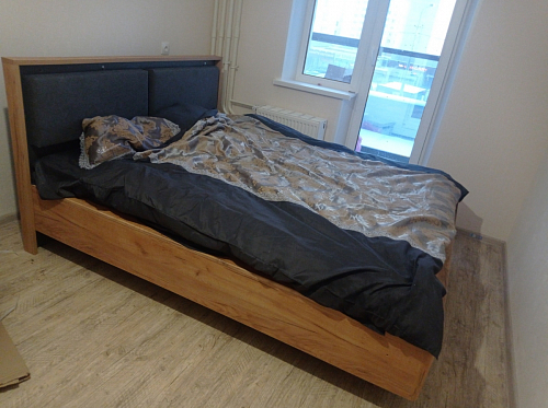 Двуспальная кровать Клауд 160х200 парящая дуб крафт золотой / антрацит фото покупателя 40