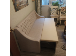 Кухонный диван Мерлин микровельвет бежевый фото покупателя 2