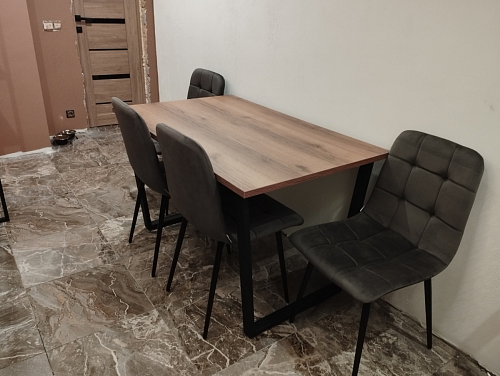 Стол Лота Лофт 140 25 мм черный матовый / бетон фото покупателя 38