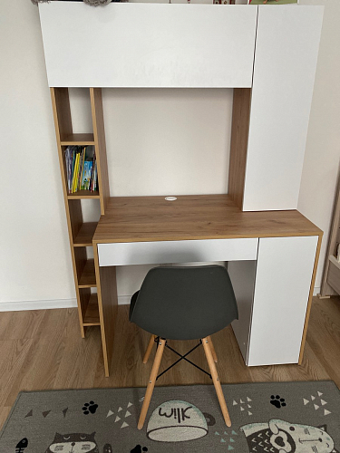 Письменный стол Комфорт 12.71 дуб золотой craft / белая аляска  - Уцененный экземпляр фото покупателя 63