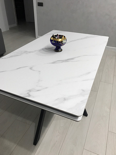 Керамический стол Вилли 140(200)х80 carmen light grey / черный фото покупателя 16