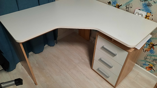 Компьютерный стол Лайт-2 120 см угловой дуб сонома / белый фото покупателя 7