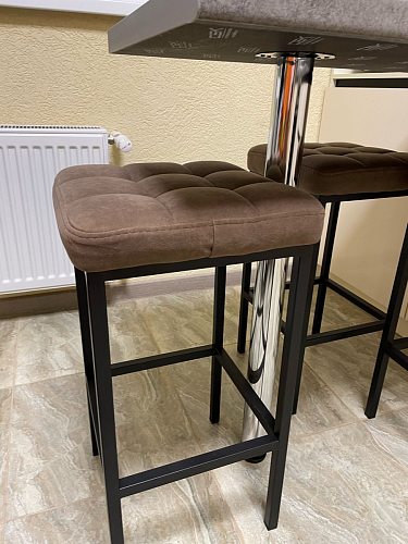 Барный стул Лофт кожзам темно-серый / черный матовый фото покупателя 49