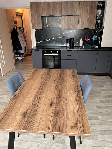 Стол Тринити Лофт 120 32 мм дуб галифакс табако / черный матовый фото покупателя 97