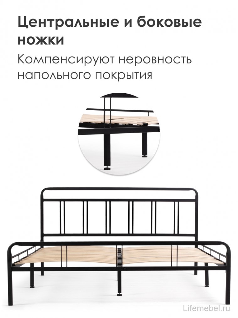 Двуспальная кровать Рейк 160х200 черная