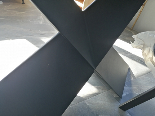 Стеклянный стол Хасселвуд 160(220)х90х77 белый мрамор / черный фото покупателя 19