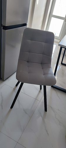 Стул на металлокаркасе Чилли К светло-серый велюр / черный каркас фото покупателя 1111