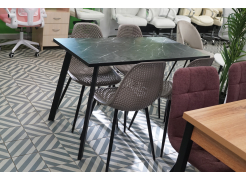 Стеклянный стол Агни 110 королевский мрамор / черный матовый из шоурума 4