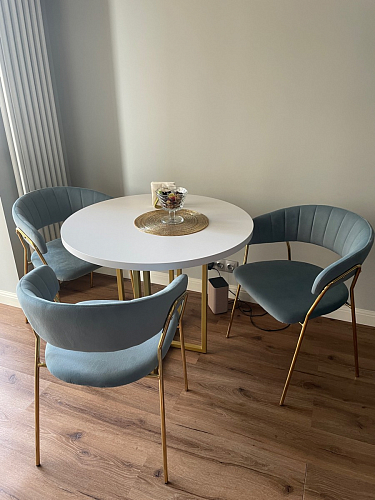 Стул на металлокаркасе Kamelia зеленый / золото фото покупателя 2