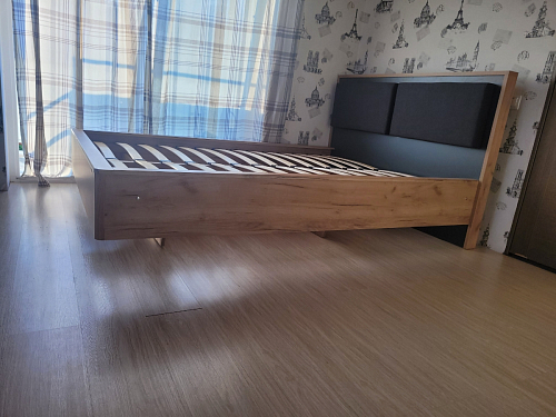 Двуспальная кровать Клауд 160х200 парящая дуб крафт золотой / антрацит фото покупателя 463