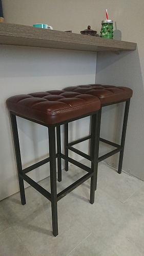 Барный стул Лофт кожзам темно-серый / черный матовый фото покупателя 4