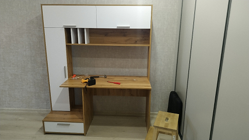 Письменный стол Лайт 03.243 дуб золотой (craft) / белый премиум фото покупателя 102