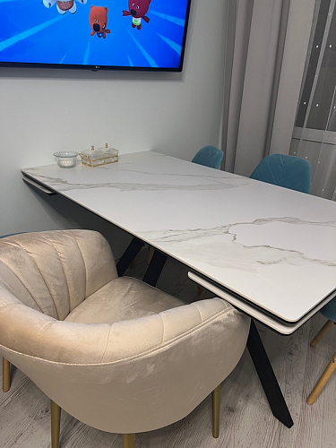 Керамический стол Вилли 140(200)х80х75 черный мрамор shakespeare black / черный фото покупателя 32