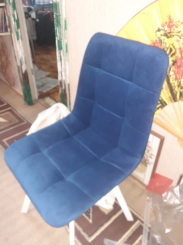 Стул на металлокаркасе Чилли синяя ткань / белый фото покупателя 749