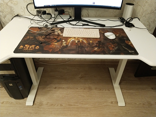 Компьютерный стол Маркос с механизмом подъема 120х75х75 черный / кантри орех фото покупателя 17