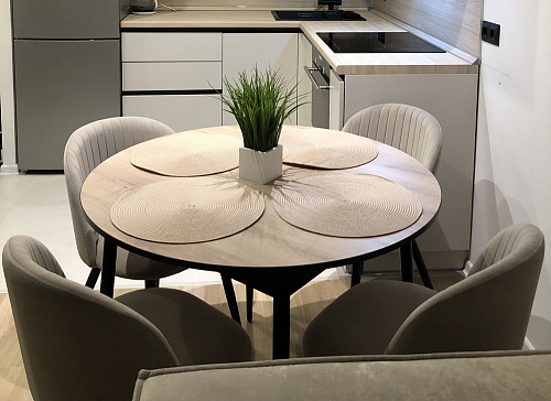 Стул на металлокаркасе Gabi dark beige / black / silver фото покупателя 875