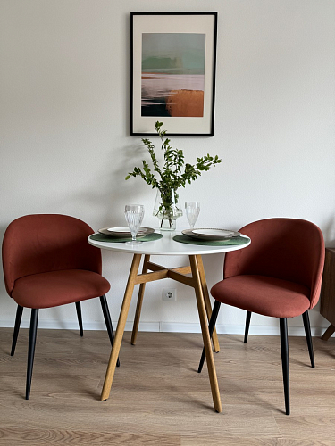 Керамический стол Гравент 90 белый мрамор snow white / черный фото покупателя 3