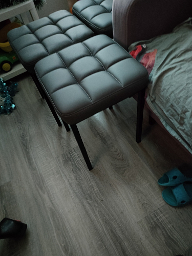 Табурет Байя микровелюр катания сильвер / черный фото покупателя 2