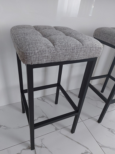 Барный стул Лофт кожзам темно-серый / черный матовый фото покупателя 310