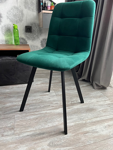 Стул на металлокаркасе Чилли К светло-серый велюр / черный каркас фото покупателя 174