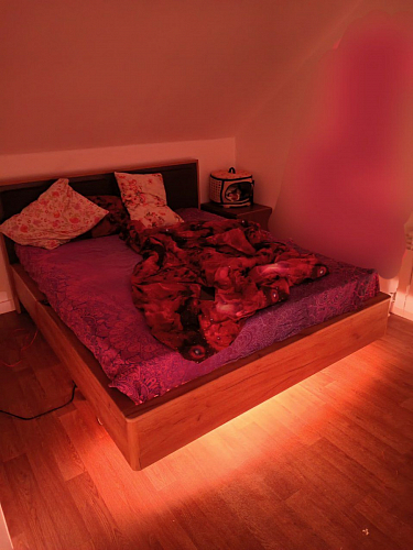 Двуспальная кровать Клауд 160х200 парящая дуб крафт золотой / антрацит фото покупателя 49