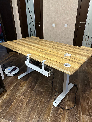 Компьютерный стол Маркос с механизмом подъема 120х75х75 орех кантри / белый фото покупателя 34